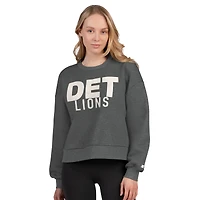 Women's Starter  Heather Gray Detroit Lions Show Up Cropped Fleece Pullover Sweatshirt