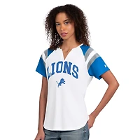 T-shirt à col cranté blanc Starter Detroit Lions pour femmes