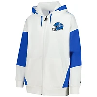 Sweat à capuche entièrement zippé blanc Detroit Lions Scrimmage pour femme