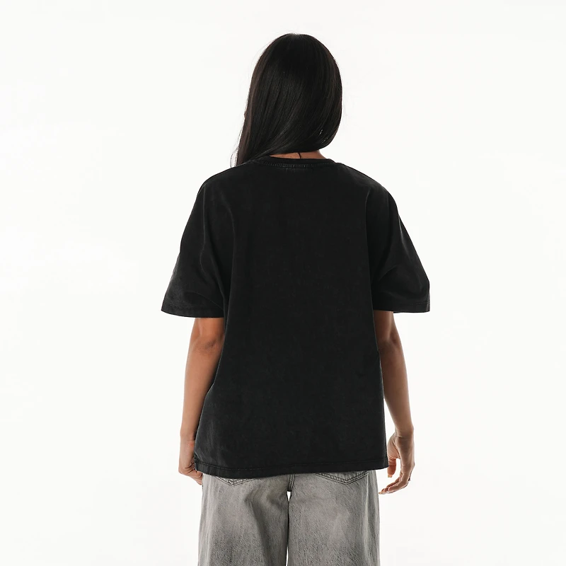 T-shirt surdimensionné à imprimé laurier pour femme The Wild Collective, noir, Detroit Lions