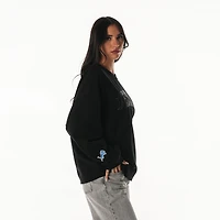Sweat-shirt ras du cou oversize noir Detroit Lions Rock Crystal pour femme de The Wild Collective