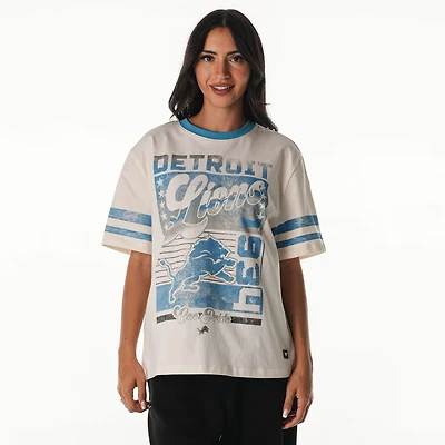 T-shirt boyfriend oversize à épaules tombantes vintage crème des Lions de Detroit pour femme The Wild Collective