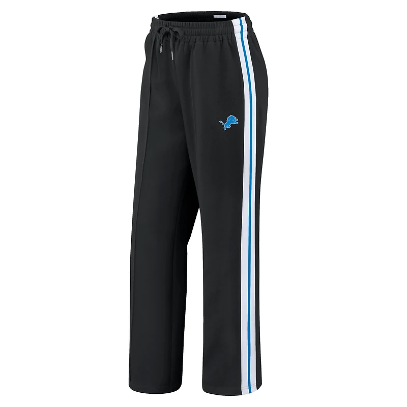 Women's WEAR by Erin Andrews Black Detroit Lions Color-Block Straight Leg Pants