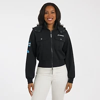 Veste bomber courte zippée noire à poches plaquées pour femme WEAR by Erin Andrews des Lions de Detroit