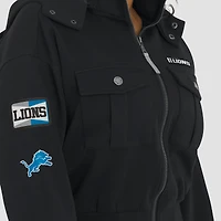 Veste bomber courte zippée noire à poches plaquées pour femme WEAR by Erin Andrews des Lions de Detroit