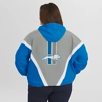 Veste coupe-vent rétro froissée à fermeture éclair intégrale pour femme WEAR by Erin Andrews bleu/gris des Lions de Detroit, grande taille
