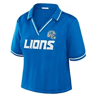 Women's WEAR by Erin Andrews  Blue Detroit Lions Cropped Jersey Polo