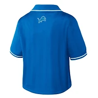 Women's WEAR by Erin Andrews  Blue Detroit Lions Cropped Jersey Polo