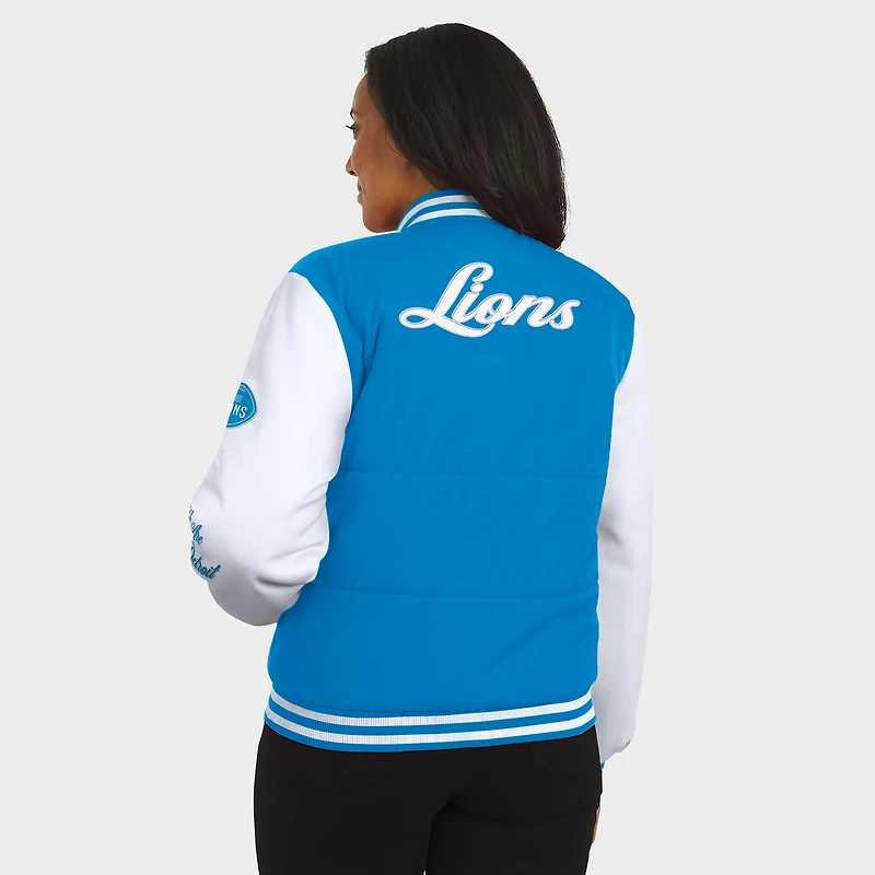 Doudoune bleue à boutons-pression pour femme WEAR by Erin Andrews des Lions de Détroit