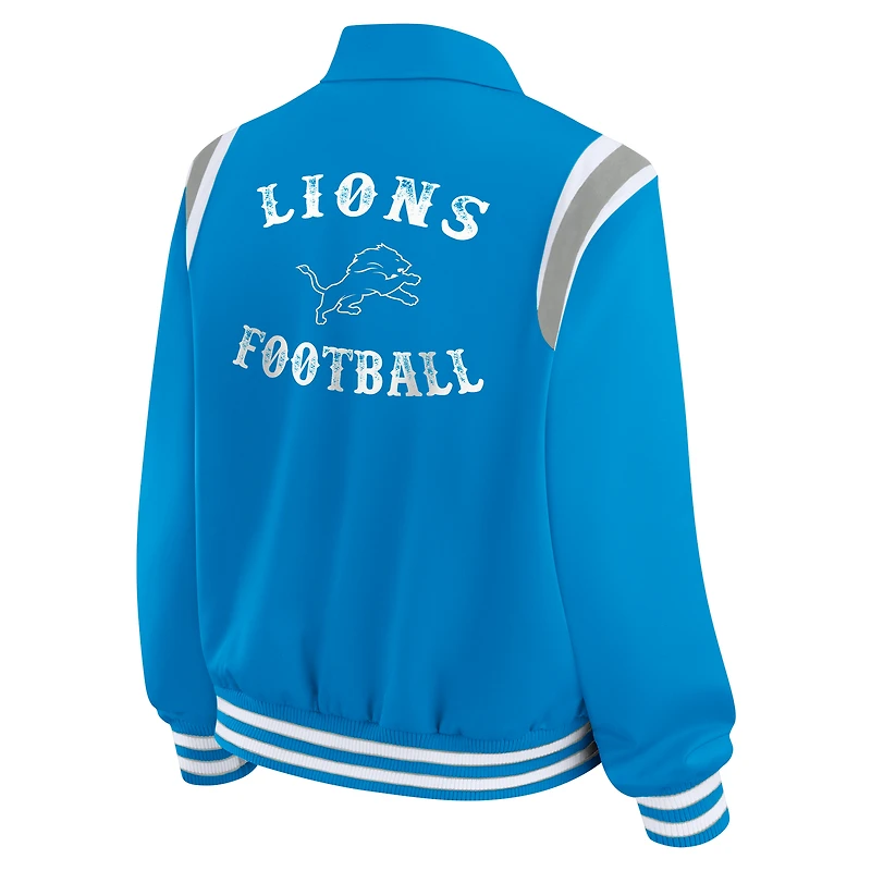 Women's WEAR by Erin Andrews Blue Detroit Lions Varsity Lightweight Full-Snap Jacket