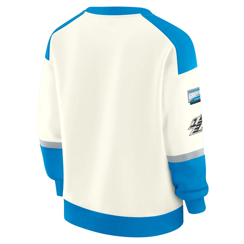 Sweat-shirt col V crème pour femme WEAR by Erin Andrews Detroit Lions Racing