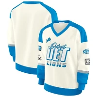 Sweat-shirt col V crème pour femme WEAR by Erin Andrews Detroit Lions Racing