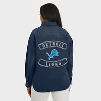 Veste-chemise oversize en Denim délavé à boutons-pression pour femme WEAR by Erin Andrews Detroit Lions