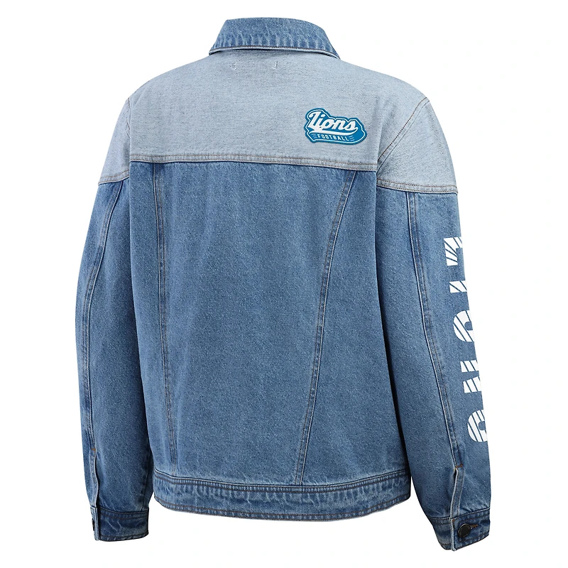 Veste en jean boutonnée pour femme WEAR by Erin Andrews Detroit Lions