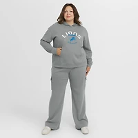 Women's WEAR by Erin Andrews Gray Detroit Lions Plus Waffle-Knit Long Sleeve Hooded Shirt & Pants Lounge Set