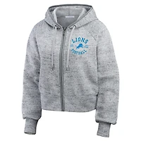 Women's WEAR by Erin Andrews  Heather Gray Detroit Lions Speckled Fleece Cropped Full-Zip Hoodie