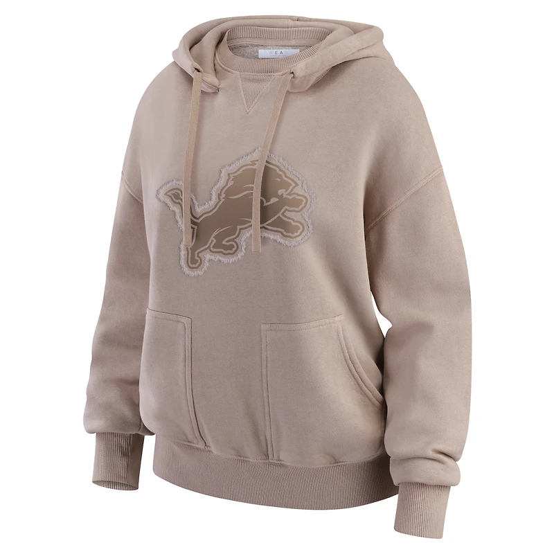 Pull ras du cou délavé pour femme WEAR by Erin Andrews, couleur beige, des Lions de Detroit