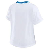 Women's WEAR by Erin Andrews White Detroit Lions Cropped Center Stripe Dolman T-Shirt