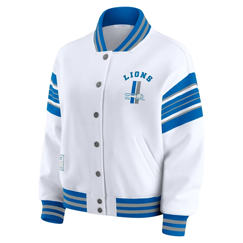 Veste polaire blanche à boutons-pression pour femme WEAR by Erin Andrews des Lions de Detroit