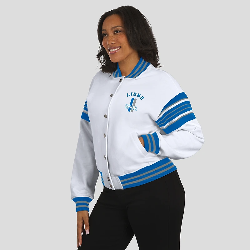 Veste polaire blanche à boutons-pression pour femme WEAR by Erin Andrews des Lions de Detroit