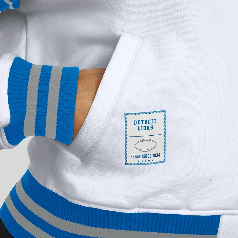 Veste polaire blanche à boutons-pression pour femme WEAR by Erin Andrews des Lions de Detroit