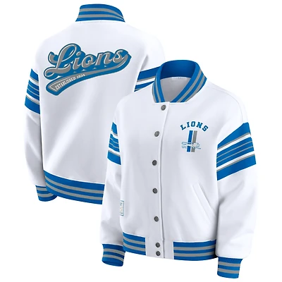 Veste polaire blanche à boutons-pression pour femme WEAR by Erin Andrews des Lions de Detroit