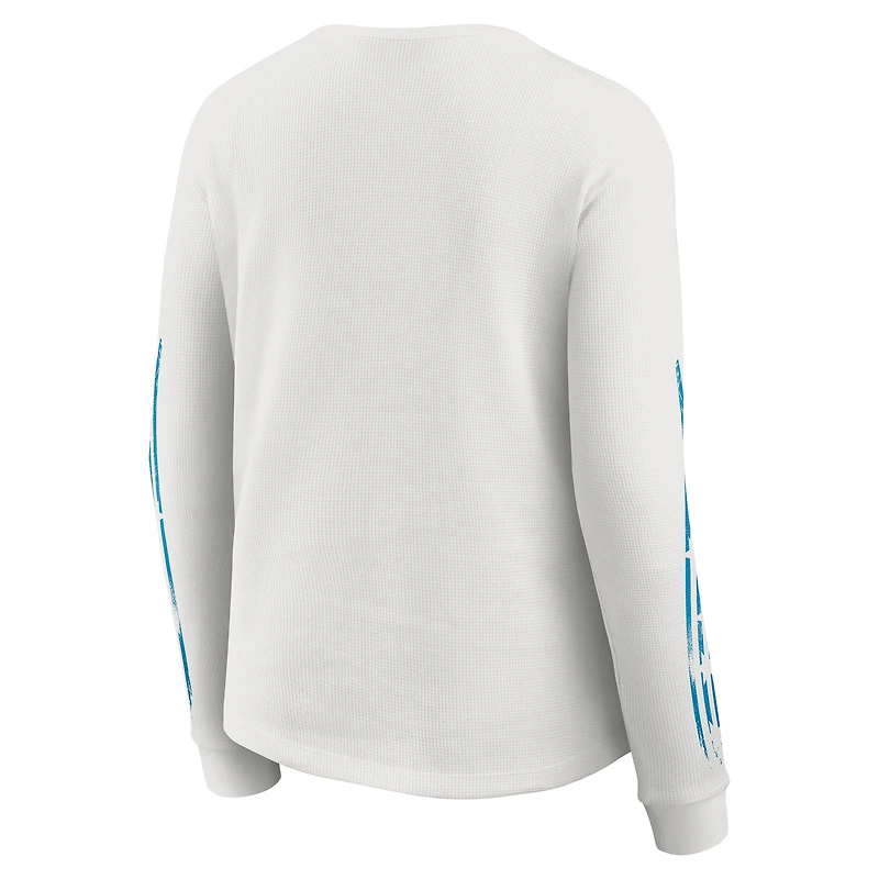 Women's WEAR by Erin Andrews  White Detroit Lions Graphic Waffle Long-Sleeve T-Shirt