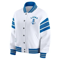 Veste sweat-shirt en polaire blanche à boutons-pression pour femme WEAR by Erin Andrews, grande taille, des Lions de Detroit