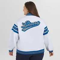 Veste sweat-shirt en polaire blanche à boutons-pression pour femme WEAR by Erin Andrews, grande taille, des Lions de Detroit