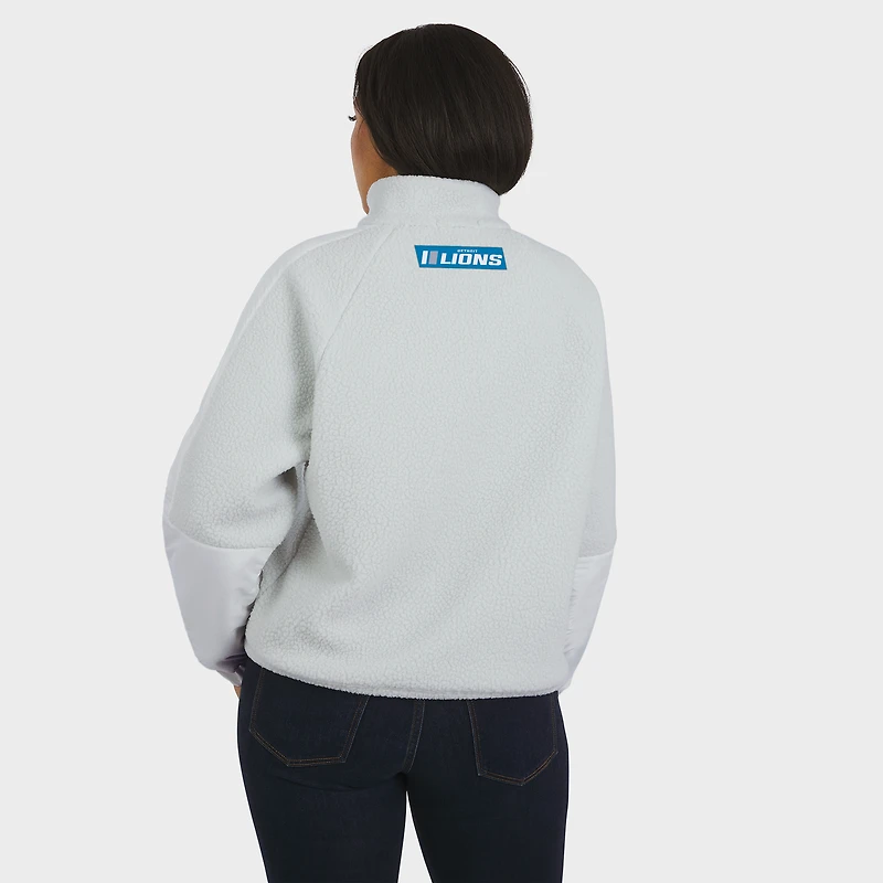 Women's WEAR by Erin Andrews White Detroit Lions Polar Fleece Half-Zip Jacket