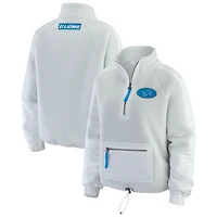 Women's WEAR by Erin Andrews White Detroit Lions Polar Fleece Half-Zip Jacket