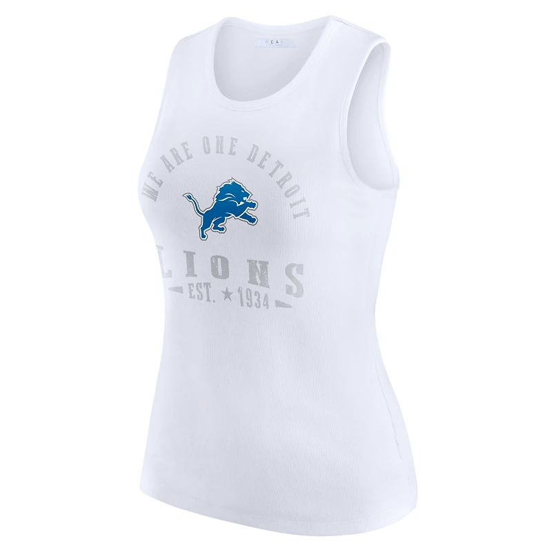 Women's WEAR by Erin Andrews  White Detroit Lions Ribbed Graphic Tank Top
