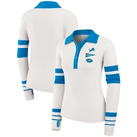 Pull polo côtelé Henley blanc des Lions de Detroit pour femmes par Erin Andrews