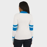 Pull polo côtelé Henley blanc des Lions de Detroit pour femmes par Erin Andrews