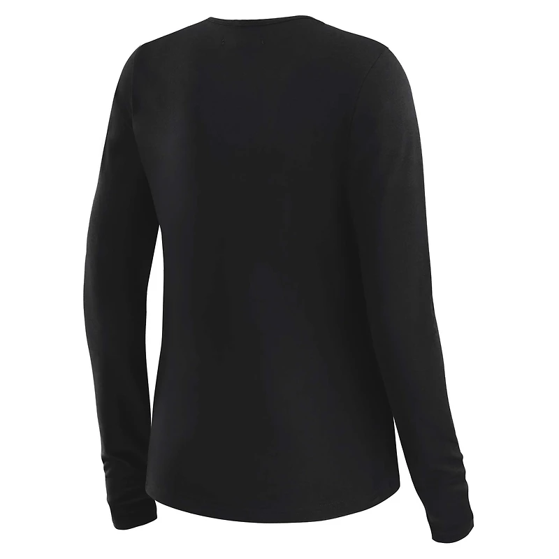 Women's WEAR by Erin Andrews x Gracie Hunt Black Detroit Lions Mesh Panel Long Sleeve T-Shirt