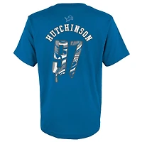 T-shirt bleu avec nom et numéro de joueur Mainliner Drip des Lions Detroit pour les jeunes Aidan Hutchinson
