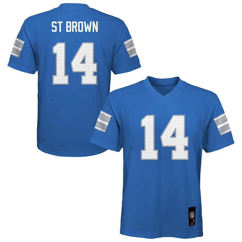 Maillot réplique bleu Amon-Ra St. Brown des Lions de Détroit pour jeunes