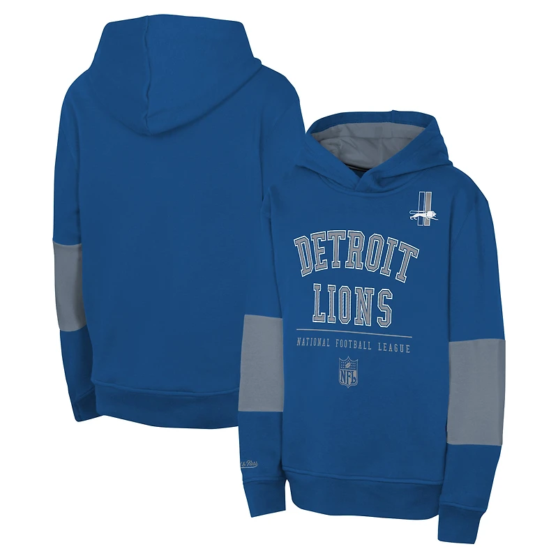 Youth Blue Detroit Lions Retro Fleece Pullover Hoodie