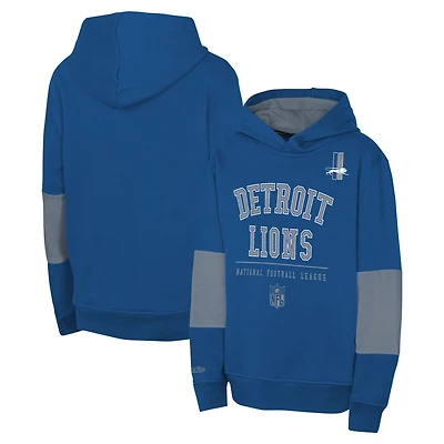 Youth Blue Detroit Lions Retro Fleece Pullover Hoodie