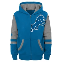 Youth Blue Detroit Lions Stadium Color-Block Full-Zip Hoodie