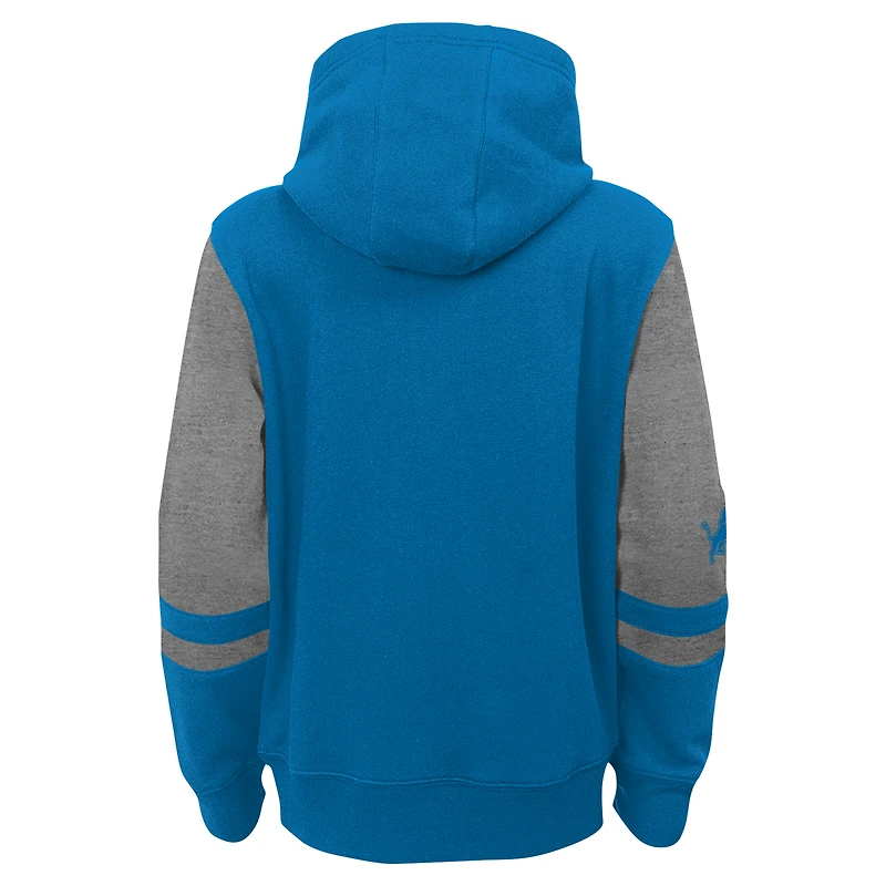 Youth Blue Detroit Lions Stadium Color-Block Full-Zip Hoodie