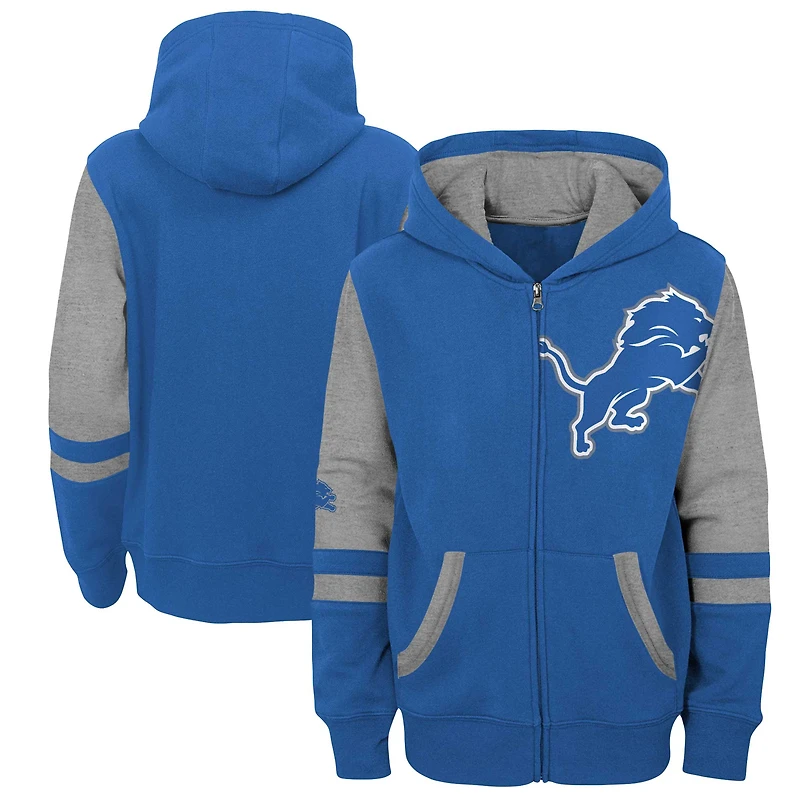 Sweat à capuche entièrement zippé bleu Detroit Lions Stadium pour jeunes