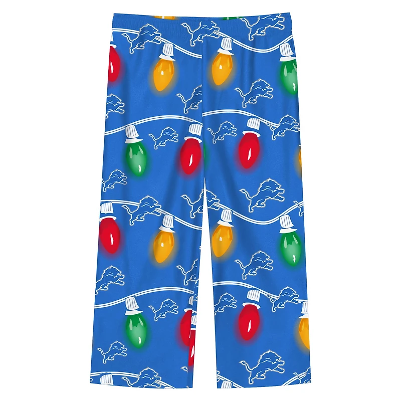 Youth Detroit Lions Two-Piece Garland Holiday Long Sleeve Pajama Set