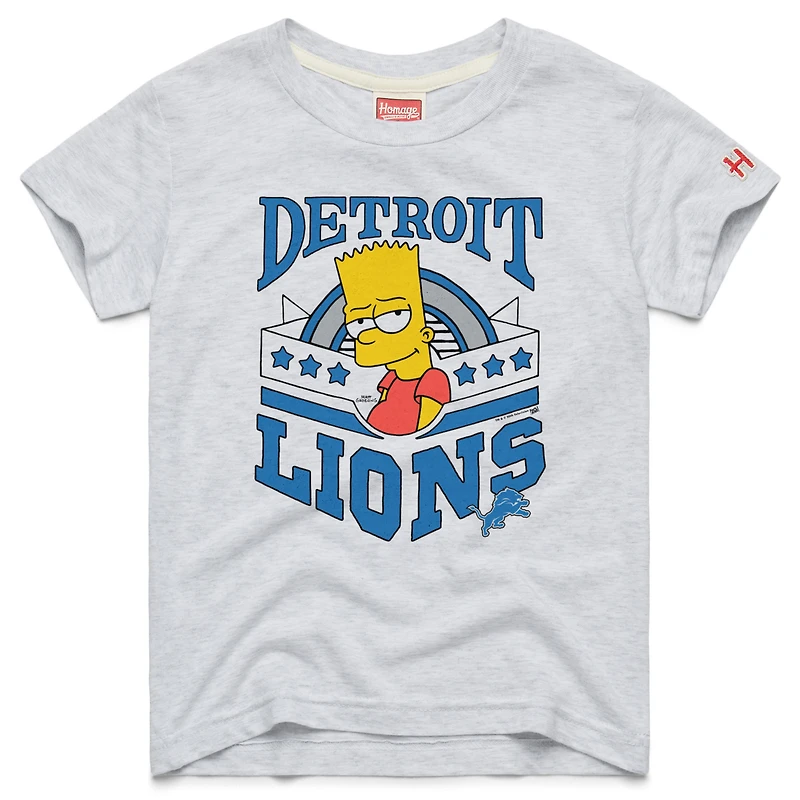 Youth Homage x The Simpsons White Detroit Lions Tri-Blend T-Shirt