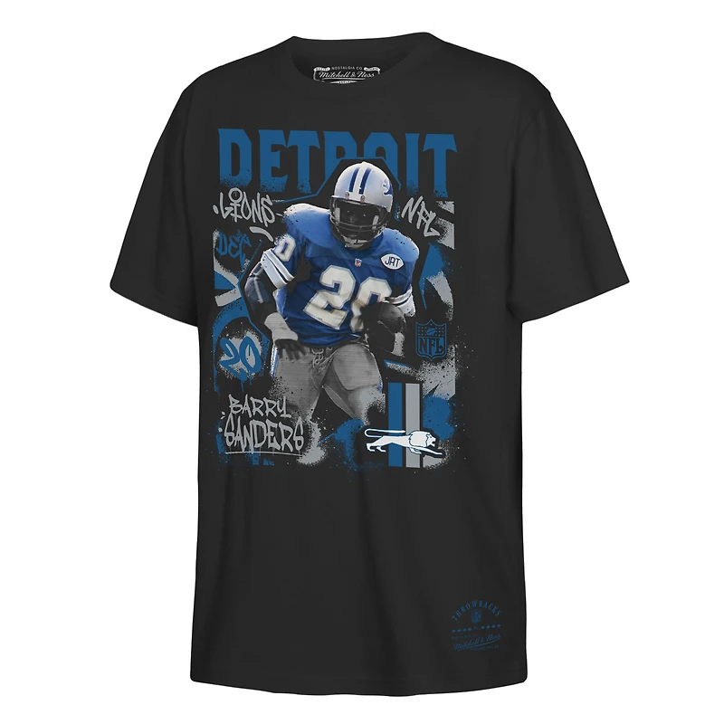 T-shirt Mitchell & Ness Barry Sanders noir pour enfant, joueur vedette des Detroit Lions