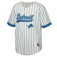 Youth Mitchell & Ness Barry Sanders Cream Detroit Lions Retired Player Name Number Baseball Jersey