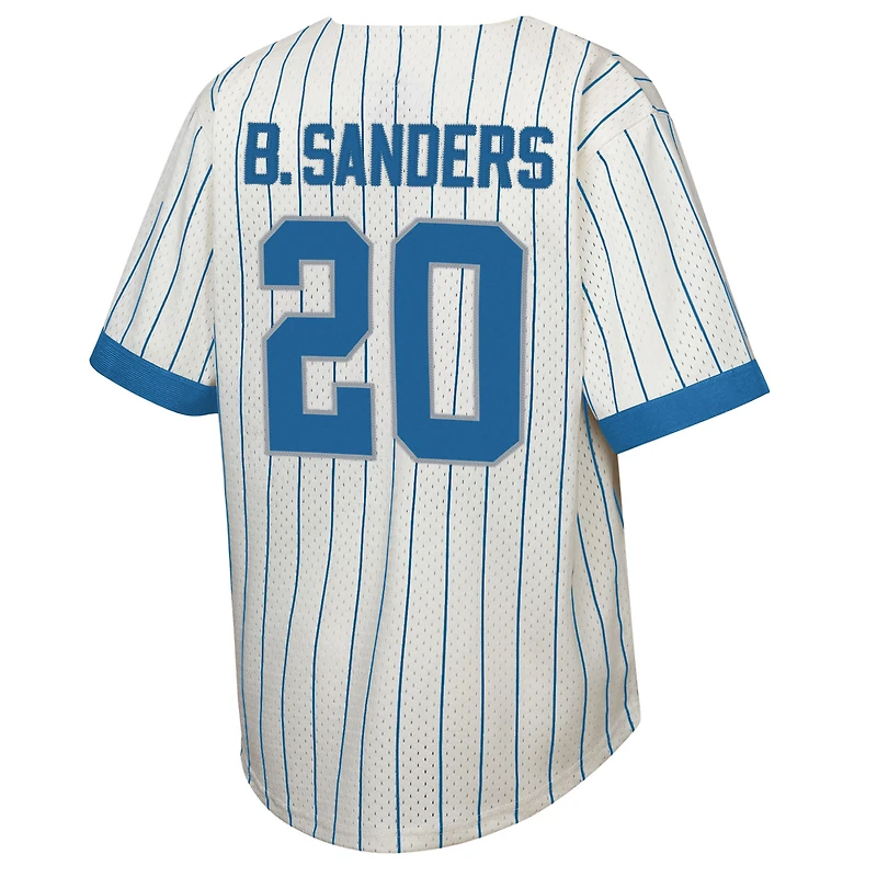 Maillot de baseball pour jeunes Mitchell & Ness Barry Sanders Cream, joueur retraité des Lions Detroit, nom et numéro