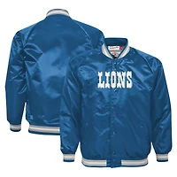 Veste à boutons-pression en satin bleu Detroit Lions pour jeunes Mitchell & Ness
