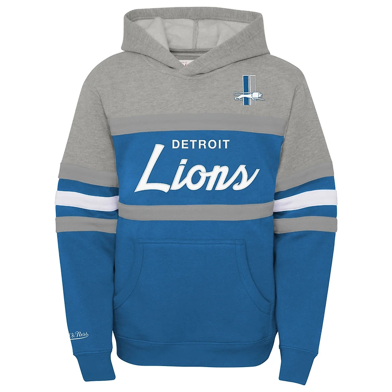 Youth Mitchell & Ness  Blue Detroit Lions Throwback Head Coach Pullover Hoodie
