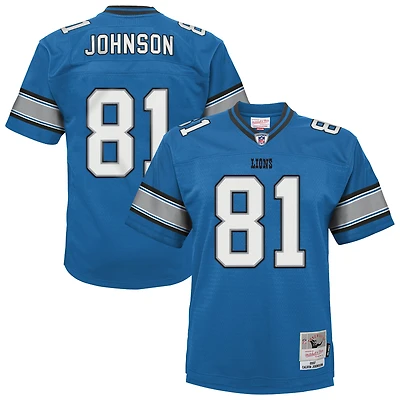 Youth Mitchell & Ness Calvin Johnson Blue Detroit Lions Legacy Replica Jersey